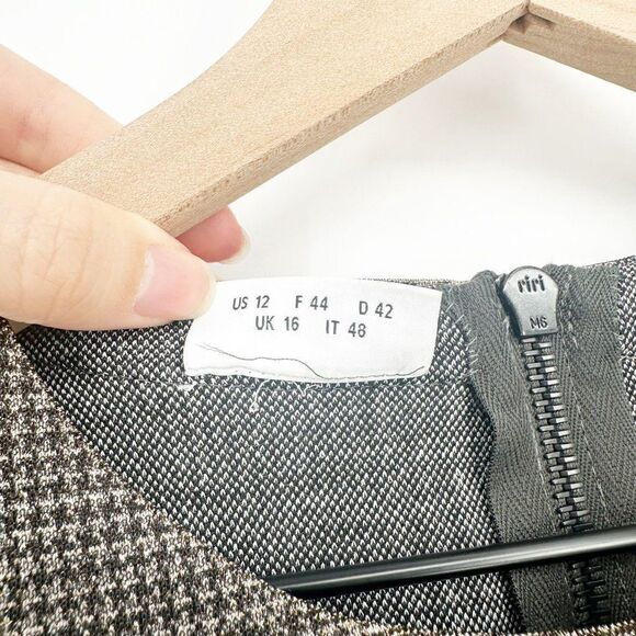 Akris Punto Metallic Lurex Glen Check Top 3/4 Sleeve Plaid Silver Women's 12 - Picture 9 of 9